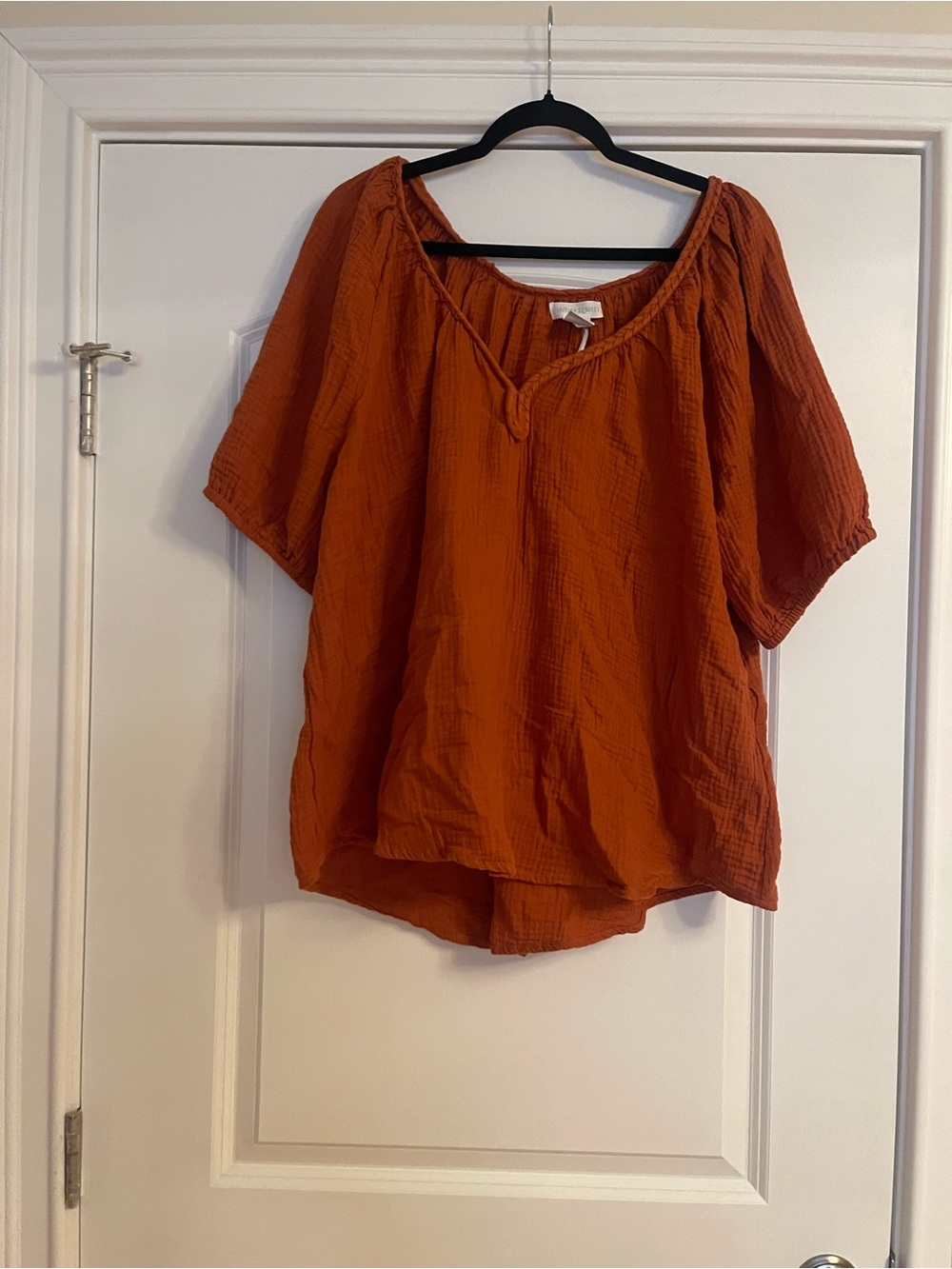 Cynthia Rowley Rust Gauze Peasant Tunic